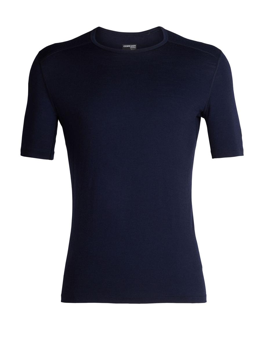 Midnight Navy Men's Icebreaker Merino 200 Oasis Short Sleeve Crewe Thermal Top Base Layers | USA 1388YXFU